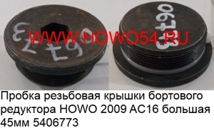 Пробка резьбовая крышки бортового редуктора HOWO 2009 AC16 большая 45MM (5406773) WG9981340003/Q150B0810