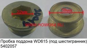 Пробка поддона WD615 (под шестигранник) (5402057) 1586330015